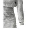 Women Outfit Solid Color Turtleneck Dress 3D Print Leggings and Hair Claw Set - Gris S | US 4