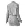 Women Outfit Solid Color Turtleneck Dress 3D Print Leggings and Hair Claw Set - Gris S | US 4
