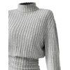 Women Outfit Solid Color Turtleneck Dress 3D Print Leggings and Hair Claw Set - Gris S | US 4