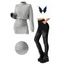 Women Outfit Solid Color Turtleneck Dress 3D Print Leggings and Hair Claw Set - Gris S | US 4