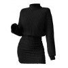 Women Outfit Turtleneck Dress Skulls Print Leggings and Belt Earrings Set - Noir S | US 4