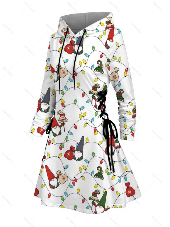 Robe à capuche de Noël Robe à capuche à lacets imprimée Père Noël - Blanc M | US 6