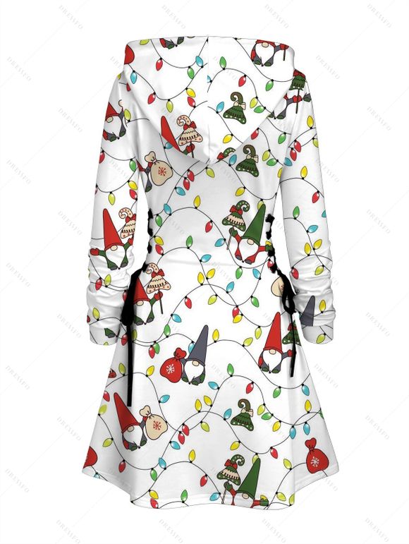 Robe à capuche de Noël Robe à capuche à lacets imprimée Père Noël - Blanc L | US 8-10