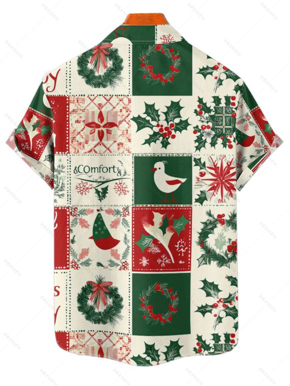 Holiday Couple Outfit Colorblock Christmas Elements Print Hoodie Dress and Shirt Set - Vert profond S | US 4