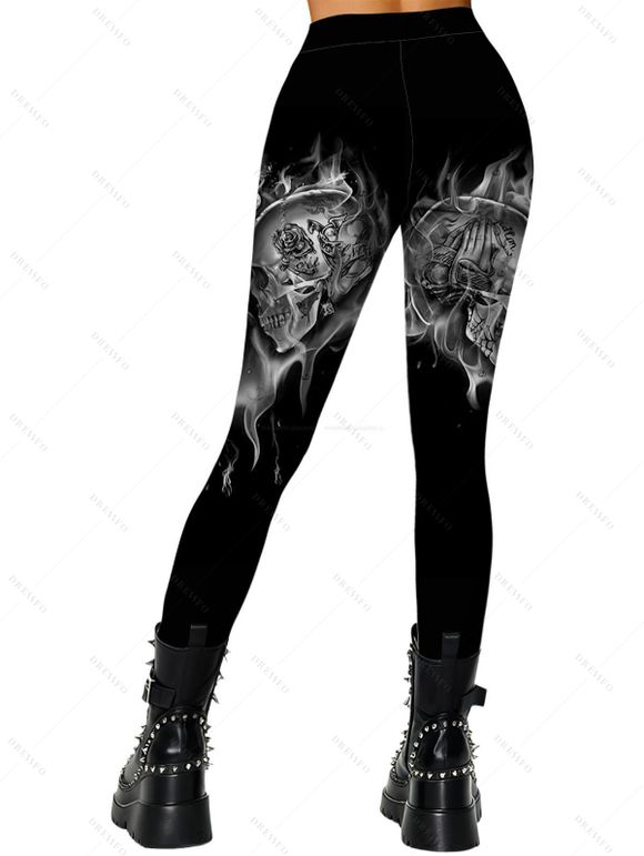 Gothic Outfit Skulls Heart Letter Print Skew Neck Sweatshirt and Leggings Set - Noir S | US 4
