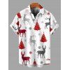 Chemise de vacances pour homme, imprimé sapin de Noël, élan, flocon de neige, boutonnée - Blanc L