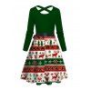 Robe de vacances Elk Sapin de Noël Imprimé rayé Colorblock Robe croisée avec ceinture - Vert XXXXXL | US 20