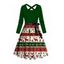 Robe de vacances Elk Sapin de Noël Imprimé rayé Colorblock Robe croisée avec ceinture - Vert XXXXXL | US 20