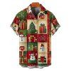 Chemise de Noël pour homme, imprimé flocon de neige et bonhomme de neige, à boutons - Rouge L