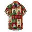 Chemise de Noël pour homme, imprimé flocon de neige et bonhomme de neige, à boutons - Rouge L