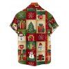 Chemise de Noël pour homme, imprimé flocon de neige et bonhomme de neige, à boutons - Rouge L