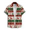 Chemise de vacances pour homme, imprimé élan, sapin de Noël, rayé, boutonné - Vert L