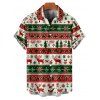 Chemise de vacances pour homme, imprimé élan, sapin de Noël, rayé, boutonné - Vert L