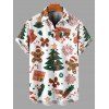 Chemise de vacances pour homme, chemise boutonnée à imprimé bonhomme en pain d'épices et sapin de Noël - multicolor L