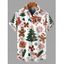 Chemise de vacances pour homme, chemise boutonnée à imprimé bonhomme en pain d'épices et sapin de Noël - multicolor L