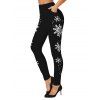 Leggings de Noël taille haute élastiques à imprimé flocon de neige - Noir S | US 4