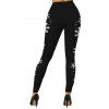 Leggings de Noël taille haute élastiques à imprimé flocon de neige - Noir S | US 4
