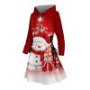 Robe à capuche de vacances Robe à capuche à lacets avec imprimé bonhomme de neige et sapin de Noël - Rouge XXXXXL | US 20