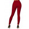 Leggings de Noël imprimé flocon de neige, taille haute élastique, leggings skinny - Rouge XL | US 12