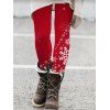 Leggings de Noël imprimé flocon de neige, taille haute élastique, leggings skinny - Rouge XL | US 12