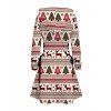 Robe à capuche ethnique, imprimé sapin de Noël, élan, flocon de neige, robe à capuche à lacets - Blanc M | US 6
