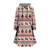 Robe à capuche ethnique, imprimé sapin de Noël, élan, flocon de neige, robe à capuche à lacets - Blanc M | US 6