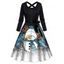 Robe de Noël bonhomme de neige flocon de neige imprimé léopard robe croisée avec ceinture - Noir XXXXXL | US 20