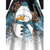 Robe de Noël bonhomme de neige flocon de neige imprimé léopard robe croisée avec ceinture - Noir XXXXXL | US 20
