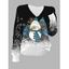 Pull ajouré à imprimé sapin de Noël et bonhomme de neige - Noir XL | US 12