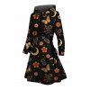 Robe à capuche de vacances à imprimé floral, feuille, papillon, étoile, à lacets - Noir XXXXXL | US 20