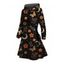 Robe à capuche de vacances à imprimé floral, feuille, papillon, étoile, à lacets - Noir XXXXXL | US 20
