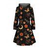 Robe à capuche de vacances à imprimé floral, feuille, papillon, étoile, à lacets - Noir XXXXXL | US 20