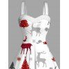 Robe de vacances en fausse fourrure avec imprimé sapin de Noël, élan et flocon de neige - Blanc XXXXL | US 18