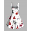 Robe de vacances en fausse fourrure avec imprimé sapin de Noël, élan et flocon de neige - Blanc XXXXL | US 18