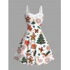 Robe de vacances en fausse fourrure avec imprimé sapin de Noël et bonhomme en pain d'épices - Blanc M | US 6