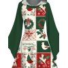 Robe à capuche de vacances Colorblock Éléments de Noël Imprimé couronne Robe haute basse - Vert profond XXXXXL | US 20
