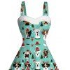 Robe de vacances pour chien avec chapeau, robe en fausse fourrure à imprimé sapin de Noël - Turquoise XXXXXL | US 20