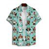 Holiday Couple Outfit Dog Hat Christmas Tree Print Faux Fur Dress and Shirt Set - Turquoise S | US 4