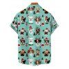 Holiday Couple Outfit Dog Hat Christmas Tree Print Faux Fur Dress and Shirt Set - Turquoise S | US 4