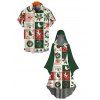 Holiday Couple Outfit Colorblock Christmas Elements Print Hoodie Dress and Shirt Set - Vert profond S | US 4