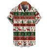 Holiday Couple Outfit Elk Christmas Tree Striped Print Crossover Belt Dress and Shirt Set - Vert profond S | US 4