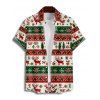 Holiday Couple Outfit Elk Christmas Tree Striped Print Crossover Belt Dress and Shirt Set - Vert profond S | US 4