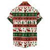 Holiday Couple Outfit Elk Christmas Tree Striped Print Crossover Belt Dress and Shirt Set - Vert profond S | US 4