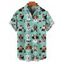 Chemise de vacances pour homme, imprimé chien avec chapeau, sapin de Noël, boutonnée - Turquoise L