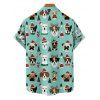Chemise de vacances pour homme, imprimé chien avec chapeau, sapin de Noël, boutonnée - Turquoise L