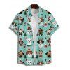 Chemise de vacances pour homme, imprimé chien avec chapeau, sapin de Noël, boutonnée - Turquoise L
