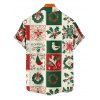 Chemise de vacances pour homme, chemise boutonnée à imprimé couronne d'éléments de Noël - Vert profond L