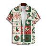 Chemise de vacances pour homme, chemise boutonnée à imprimé couronne d'éléments de Noël - Vert profond L