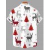 Holiday Couple Outfit Christmas Tree Elk Print Faux Fur Dress and Shirt Set - Blanc S | US 4