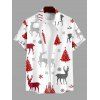Holiday Couple Outfit Christmas Tree Elk Print Faux Fur Dress and Shirt Set - Blanc S | US 4